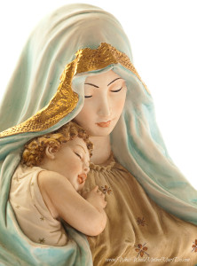 Mary Holding Jesus with Gold Veil